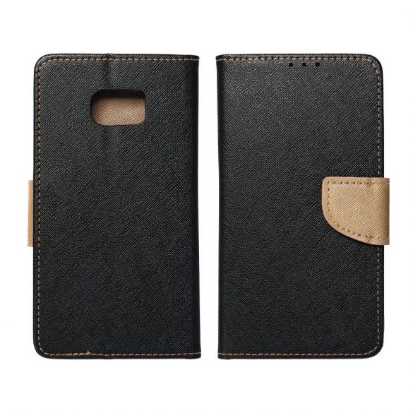 Husa FANCY Book pentru IPHONE 16 Pro neagra/aurie