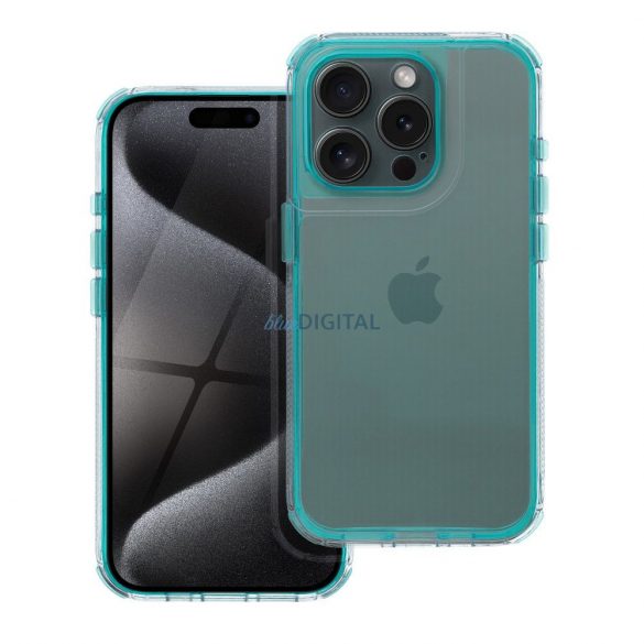 Husă MATRIX CLEAR pentru iPhone 15 - albastru turcoaz