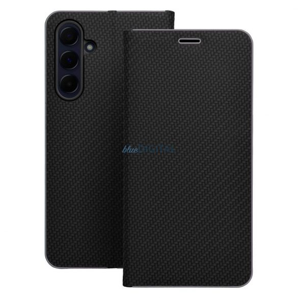 LUNA carcasă de carte din fibră de carbon Samsung Galaxy S24 FE - negru