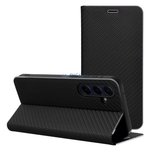 LUNA carcasă de carte din fibră de carbon Samsung Galaxy A16 5G - negru