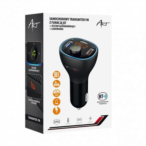 Transmițător FM MP3 bluetooth 5.0 + USB A QC3.0 + Typ C (total 38W) ART FM-73 ART