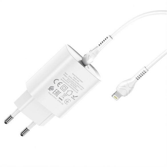 HOCO încărcător tip C PD20W încărcare rapidă Smart Charging cu cablu pentru iPhone Lightning 8-pin N14 alb