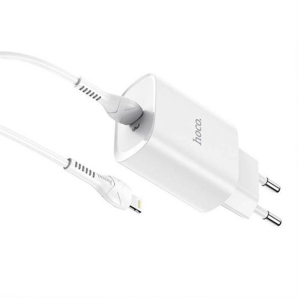 HOCO încărcător tip C PD20W încărcare rapidă Smart Charging cu cablu pentru iPhone Lightning 8-pin N14 alb