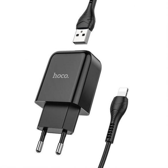 Incarcator de voiaj HOCO USB + cablu pentru Lightning 8-pini 2A N2 Vigor negru