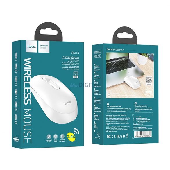 Mouse fără fir HOCO Platinium 2,4G GM14 alb