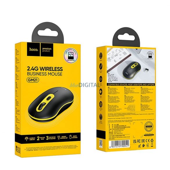 Mouse fără fir HOCO 2,4G DPI 1600 Platinium GM21 negru