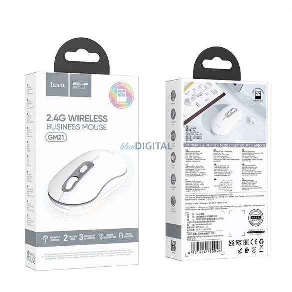 Mouse fără fir HOCO 2,4G DPI 1600 Platinium GM21 alb