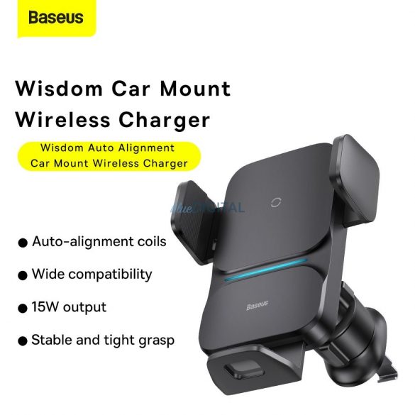 BASEUS suport auto cu încărcare wireless automată 15W Wisdom negru CGZX000001