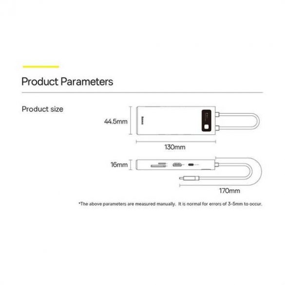 BASEUS HUB Multifuncțional 8in1 de tip C la 3x USB3.0 / PD / HDMI / VGA / SD/TF gri WKWG040113/BS-OH045