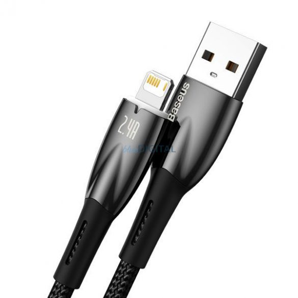 Cablu BASEUS USB A la Apple Lightning 8-pini 2,4A Glimmer Series CADH000301 2m negru