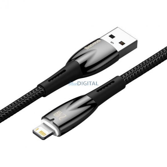 Cablu BASEUS USB A la Apple Lightning 8-pini 2,4A Glimmer Series CADH000301 2m negru