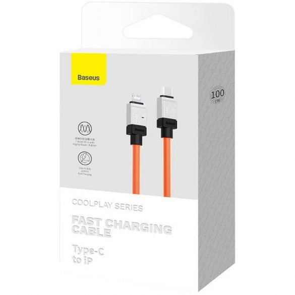 Cablu BASEUS tip C la Apple Lightning cu 8 pini CoolPlay Încărcare rapidă 20W 1m portocaliu CAKW000007