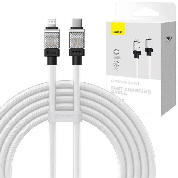 Cablu BASEUS tip C la Apple Lightning cu 8 pini CoolPlay Încărcare rapidă 20W 2m alb CAKW000102