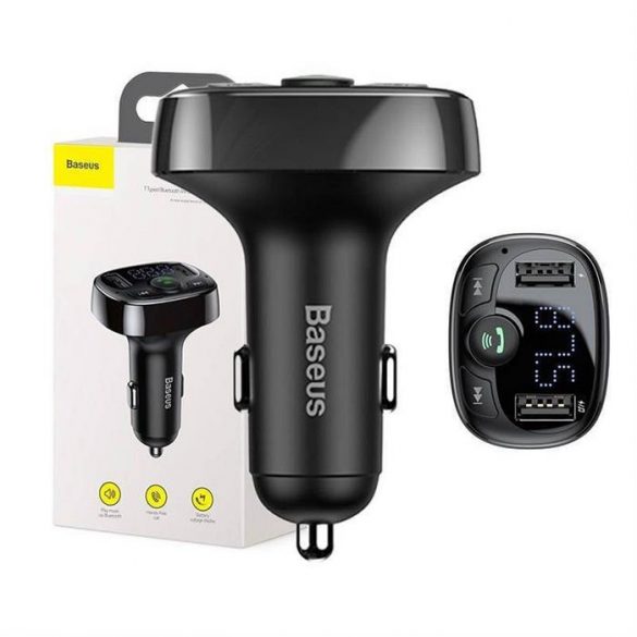 BASEUS Transmițător FM Bluetooth MP3cu încărcător auto USB + Typ C 36W S-09A negru CCMT000001