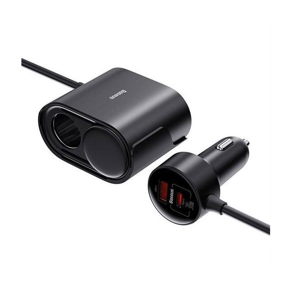 BASEUS încărcător auto USB A + Tip C + 2 x brichetă PD 5A 30W C00455300121-00 negru