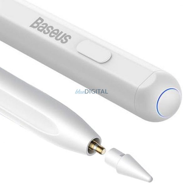 BASEUS Stylus Husăitiv cu scriere lină (versiune activă, încărcare wireless/cablu + cablu tip C la tip C) alb P80015804213-00