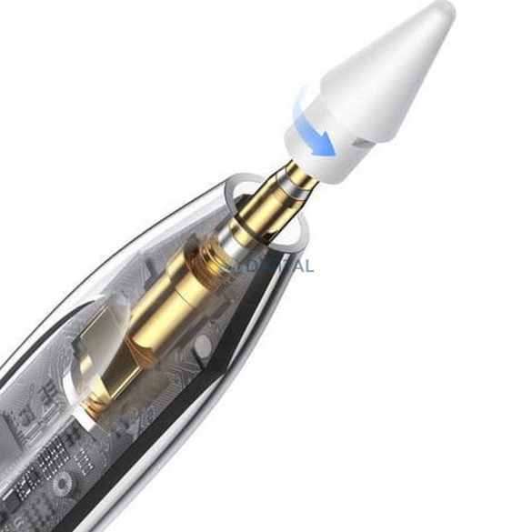 BASEUS Stylus Husăitiv cu scriere lină (versiune activă, încărcare wireless/cablu + cablu tip C la tip C) alb P80015804213-00