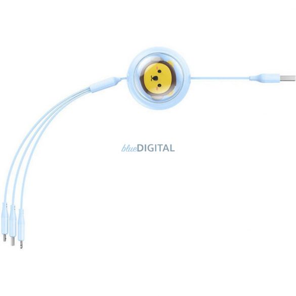 Cablu retractabil BASEUS USB la Micro/Lightning/Tip C 3w1 Leo 1,1 m albastru CB000063