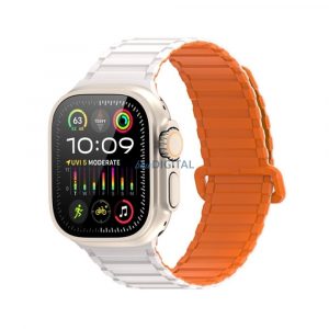 Dux Ducis KJ Nylon curea de înlocuire Apple Watch 42 / 44 / 45 / 49 mm - portocaliu-argintiu