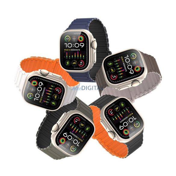 Dux Ducis KJ Nylon curea de înlocuire Apple Watch 42 / 44 / 45 / 49 mm - portocaliu-argintiu