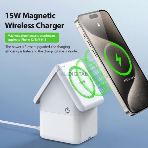 Duzzona W20 Stație de încărcare wireless magnetică 4 în 1 15W - alb