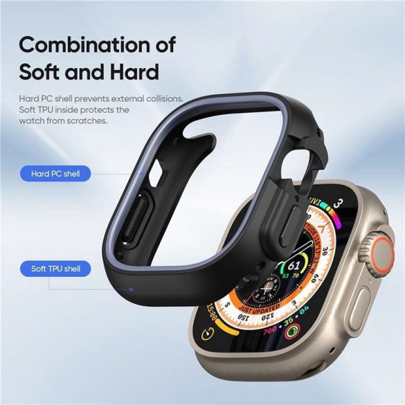 DUX DUCIS Bamo - Hard PC + Silicon moale Apple Watch Ultra/Ultra 2 49mm Husă miezul nopții/gri