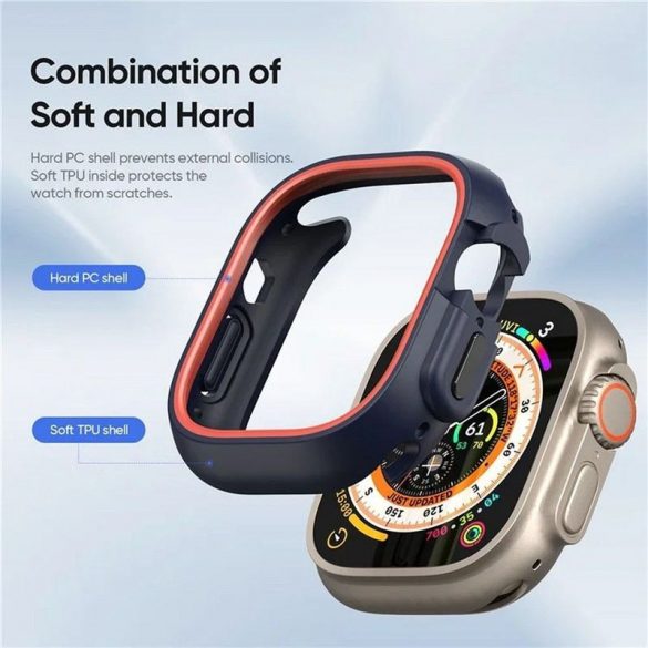 DUX DUCIS Bamo - PC dur + silicon moale Apple Watch Ultra/Ultra 2 49mmHusămidnight/orange