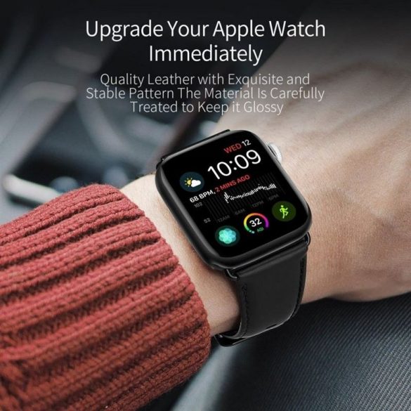 DUX DUCIS YA - curea din piele naturala pentru Apple Watch 38/40/41mm neagra