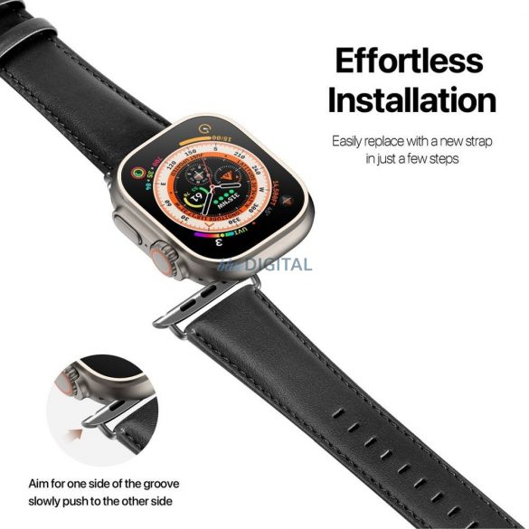 DUX DUCIS YS - curea din piele pentru Apple Watch 38/40/41mm neagra