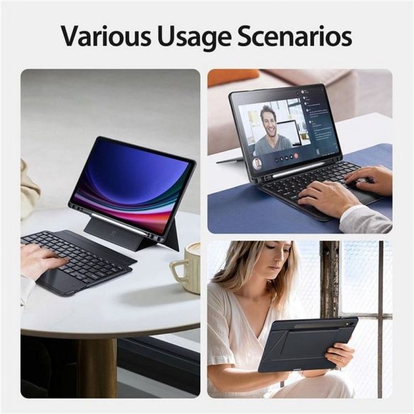 DUX DUCIS DK - Husa de protectie cu tastatura wireless pentru Samsung Tab S9 neagra