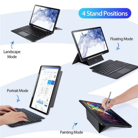 DUX DUCIS DK - Husă de protecție cu tastatură wireless pentru Samsung Tab S8 (X700/X706)/S7 (T870/T875/T876B) negru