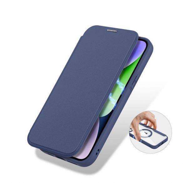 DUX DUCIS Skin X Pro - Husă Folio compatibilă cu MagSafe pentru Apple iPhone 15 Plus albastru