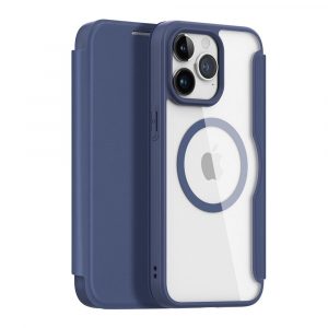 DUX DUCIS Skin X Pro -HusăFolio compatibilă cu MagSafe pentru Apple iPhone 15 Pro Max albastru