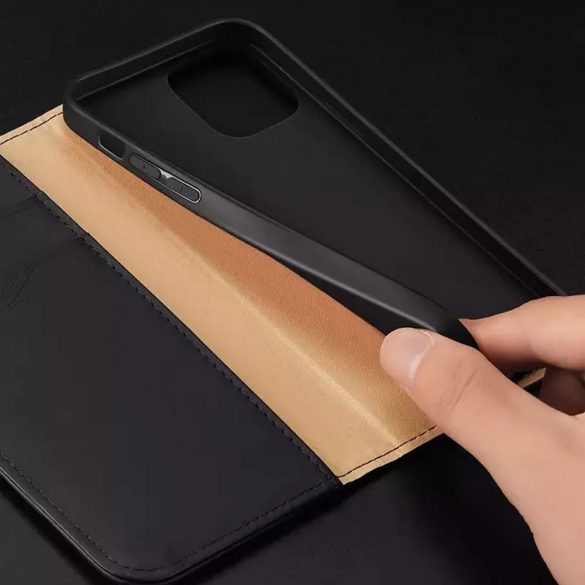 DUX DUCIS Hivo - Husă de portofel din piele pentru Apple iPhone 15 Pro negru