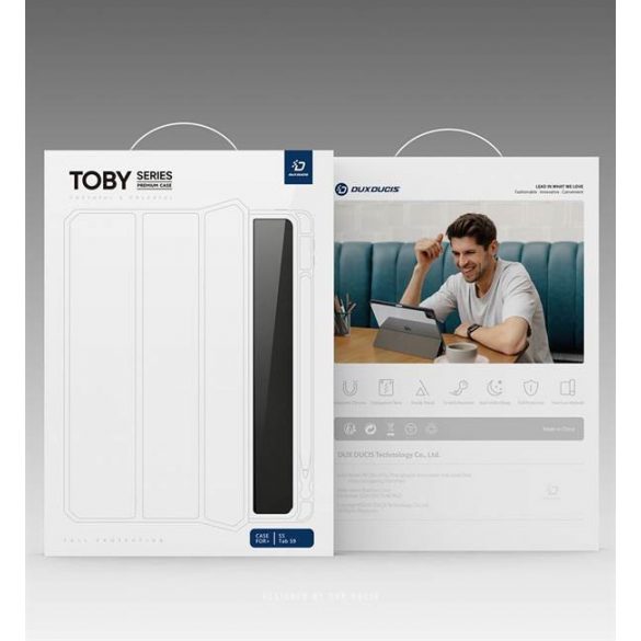 DUX DUCIS Toby - Husă inteligentă cu spațiu de depozitare pentru creioane pentru Samsung Tab S9 negru