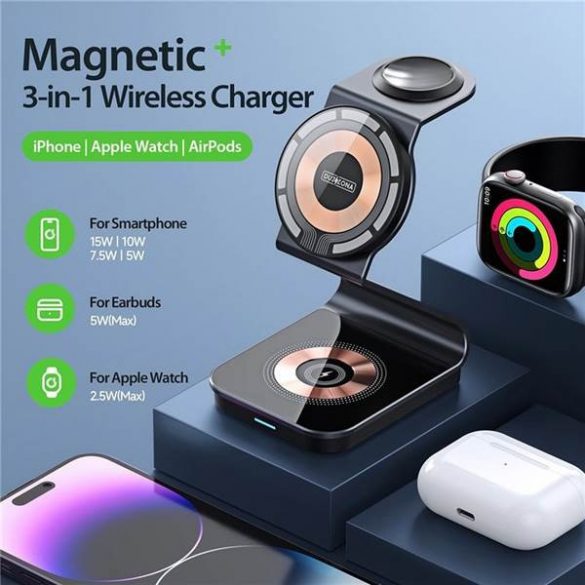 DUZZONA W15 - Suport magnetic pentru încărcător wireless 3in1 15W