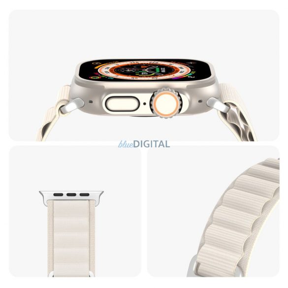 DUX DUCIS GS - curea din nailon țesut pentru Apple Watch 42/44/45/49 mm platină