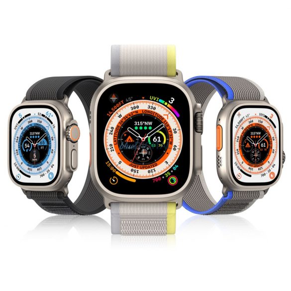 DUX DUCIS YJ - curea din nailon țesut pentru Apple Watch 42/44/45/49mm Negru/Gri