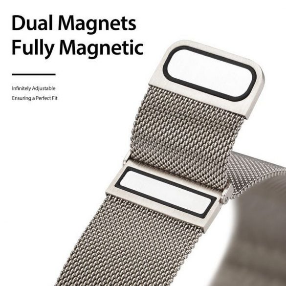 DUX DUCIS Milanese - curea magnetică din oțel inoxidabil pentru Apple Watch 38/40/41mm platină