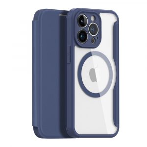 DUX DUCIS Skin X Pro - Husă Folio compatibilă cu MagSafe pentru Apple iPhone 14 Plus albastru