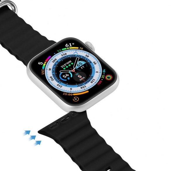 DUX DUCIS Ocean Wave - curea sport din silicon pentru Apple Watch 42/44/45mm negru