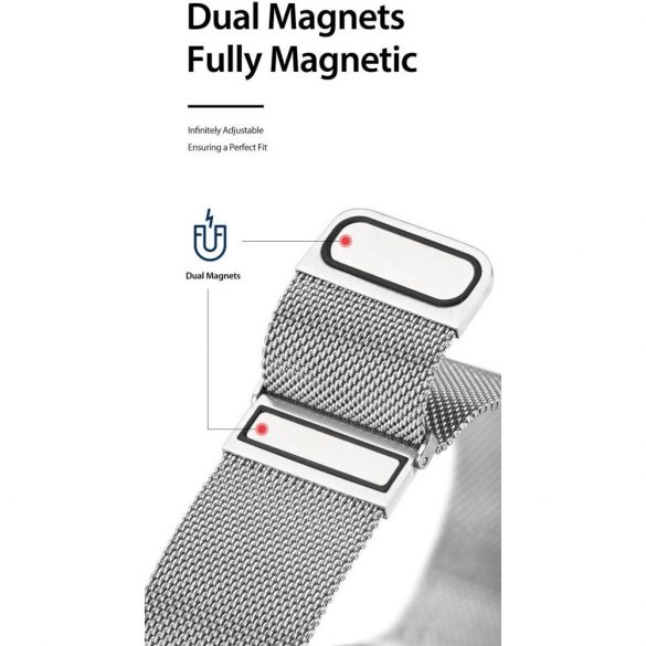 DUX DUCIS Milanese - curea magnetică din oțel inoxidabil pentru Apple Watch 38/40/41mm gri