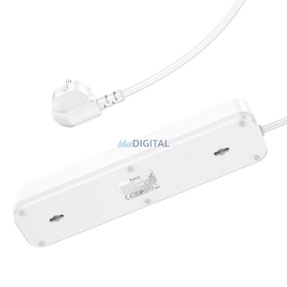 Priză HOCO pentru cablu prelungitor pe 4 biți + 2 x USB QC3.0 18W + Tip C PD 20W Aura NS1 alb