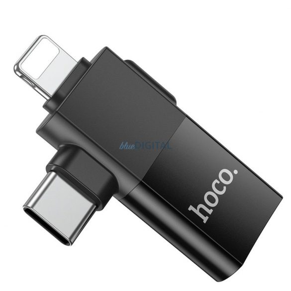 Adaptor HOCO OTG Tip C (mascul) / Lightning (mascul) la USB A (fema) 2in1 UA17 negru