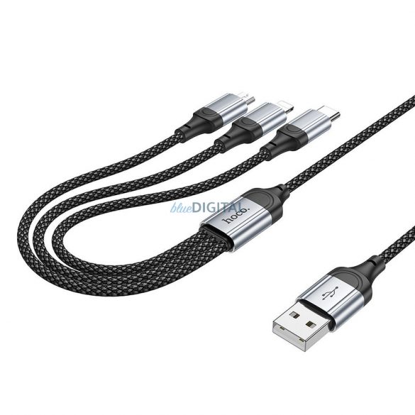 Hoco X102 Cablu USB-A - Type-C/Lightning/micro USB 2.4A 1m - negru