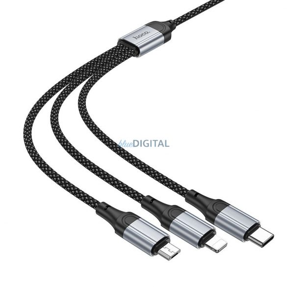 Hoco X102 Cablu USB-A - Type-C/Lightning/micro USB 2.4A 1m - negru