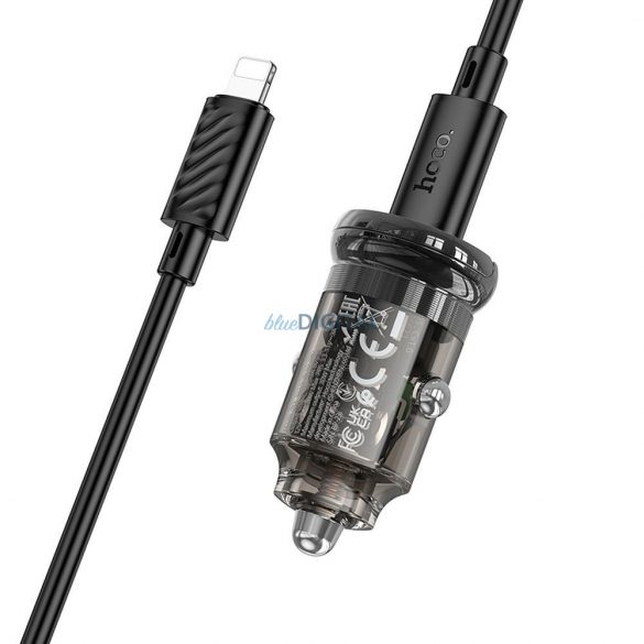 Încărcător auto HOCO tip C + cablu tip C la Apple Lightning 8 pini PD 30W Z53 negru