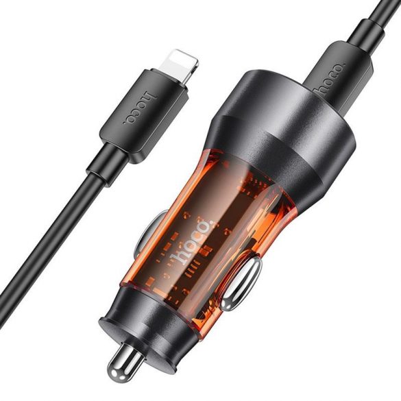 HOCO încărcător auto USB QC 18W + Tip C 25W + cablu Tip C pentru Iphone PD43W NZ12A portocaliu transparent