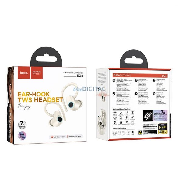 Căști bluetooth HOCO Pure Joy in-ear TWS EQ8 alb lapte