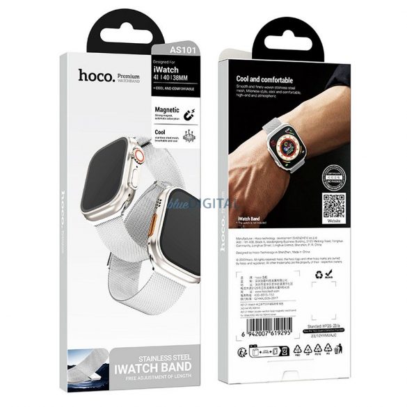 Curea magnetică din oțel inoxidabil HOCO pentru Apple Watch 42 / 44 / 45 /49 mm AS101 argintiu